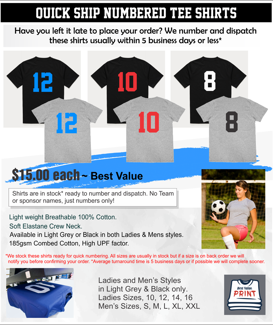 Numbered Tee Shirts